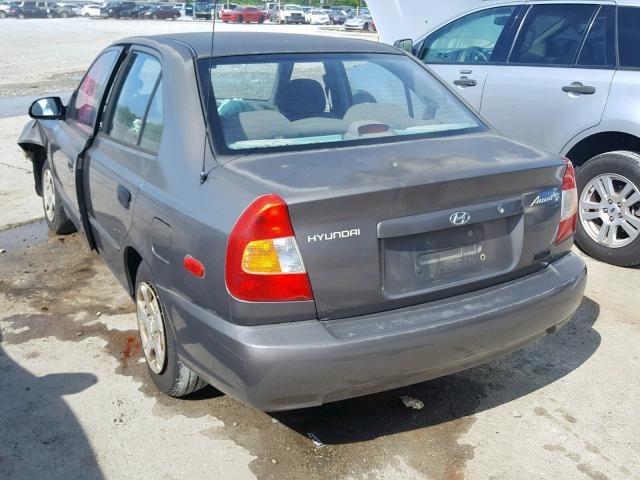 KMHCG45G5YU106983 - 2000 HYUNDAI ACCENT GL GRAY photo 3