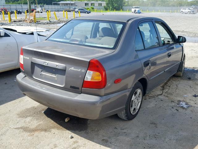 KMHCG45G5YU106983 - 2000 HYUNDAI ACCENT GL GRAY photo 4