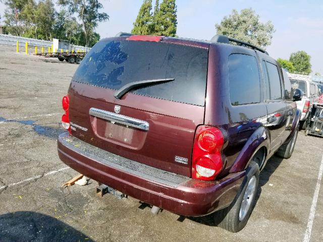 1D4HD48D14F180309 - 2004 DODGE DURANGO SL BURGUNDY photo 4