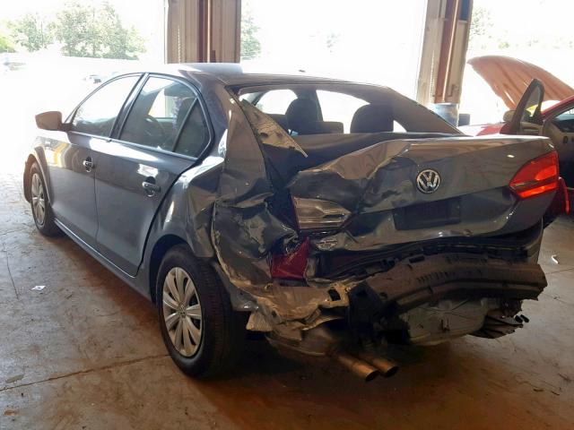 3VW2K7AJ1EM254000 - 2014 VOLKSWAGEN JETTA BASE GRAY photo 3