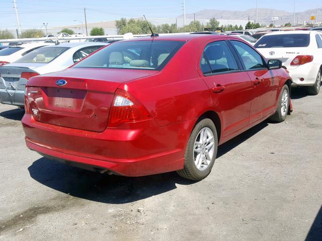 3FAHP0GA8CR443570 - 2012 FORD FUSION S RED photo 4