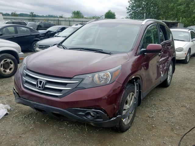 5J6RM4H74CL055407 - 2012 HONDA CR-V EXL MAROON photo 2