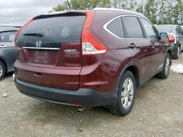 5J6RM4H74CL055407 - 2012 HONDA CR-V EXL MAROON photo 4