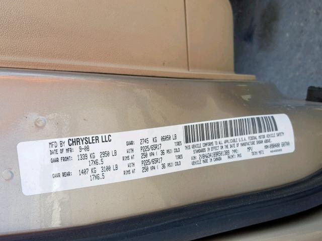 2V8HW34189R501389 - 2009 VOLKSWAGEN ROUTAN SE TAN photo 10