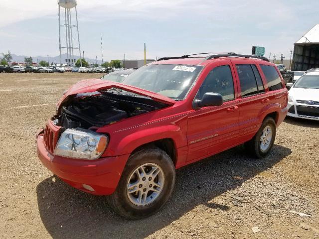 1J4GW68N7XC545972 - 1999 JEEP GRAND CHER RED photo 2