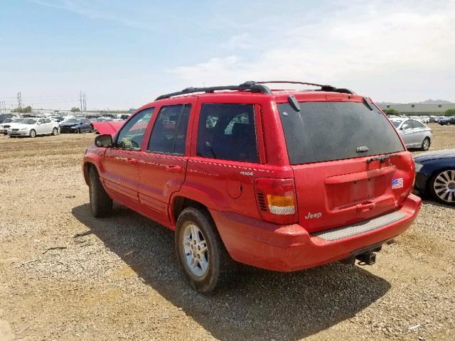 1J4GW68N7XC545972 - 1999 JEEP GRAND CHER RED photo 3