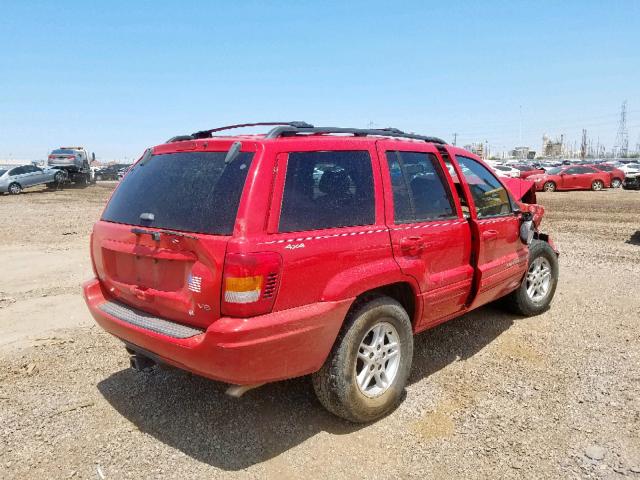 1J4GW68N7XC545972 - 1999 JEEP GRAND CHER RED photo 4