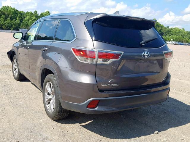 5TDKKRFH7FS045799 - 2015 TOYOTA HIGHLANDER GRAY photo 3