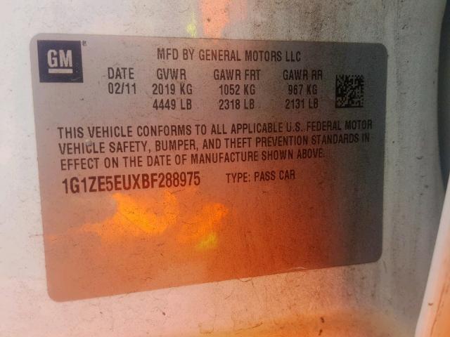 1G1ZE5EUXBF288975 - 2011 CHEVROLET MALIBU LTZ 白色 照片 10