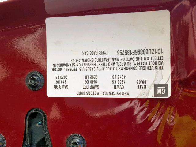 1G1ZU53896F135793 - 2006 CHEVROLET MALIBU LTZ 红色 照片 10