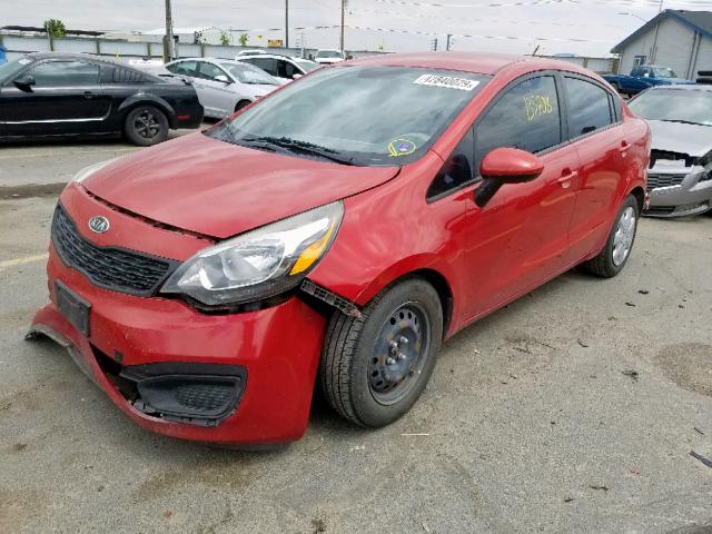 KNADM4A36C6056514 - 2012 KIA RIO LX RED photo 2