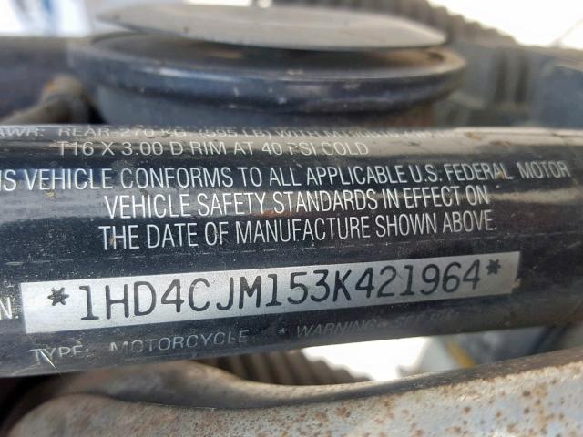 1HD4CJM153K421964 - 2003 HARLEY-DAVIDSON XL883 C BLUE photo 10