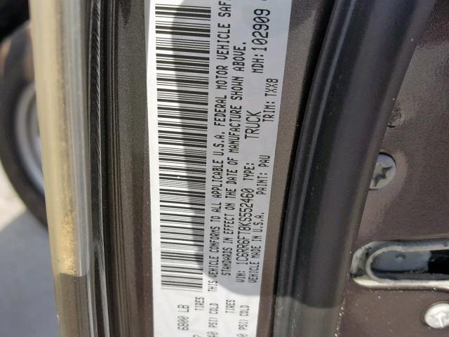 1C6RR6FT8KS552460 - 2019 RAM 1500 CLASS GRAY photo 10