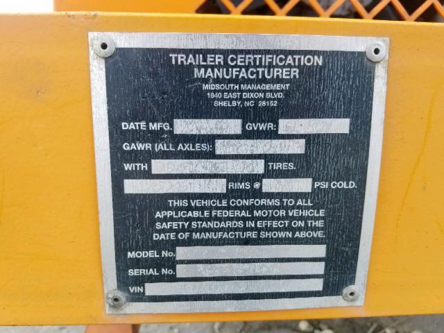 1M9CW111XA2478762 - 2010 CHIP TRAILER YELLOW photo 10