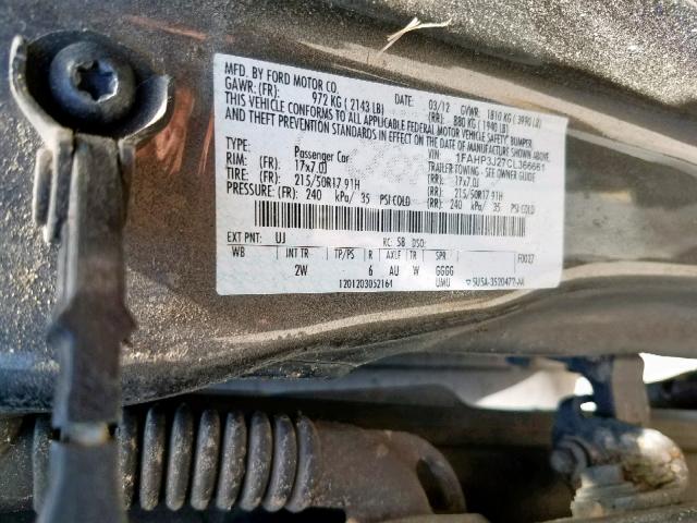 1FAHP3J27CL366661 - 2012 FORD FOCUS TITA GRAY photo 10