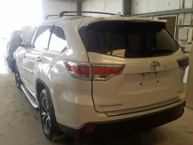 5TDKKRFH5GS149371 - 2016 TOYOTA HIGHLANDER WHITE photo 3