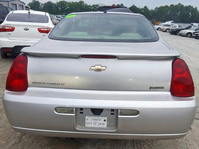 2G1WM15K369434404 - 2006 CHEVROLET MONTE CARL ვერცხლისფერი ფოტო 9