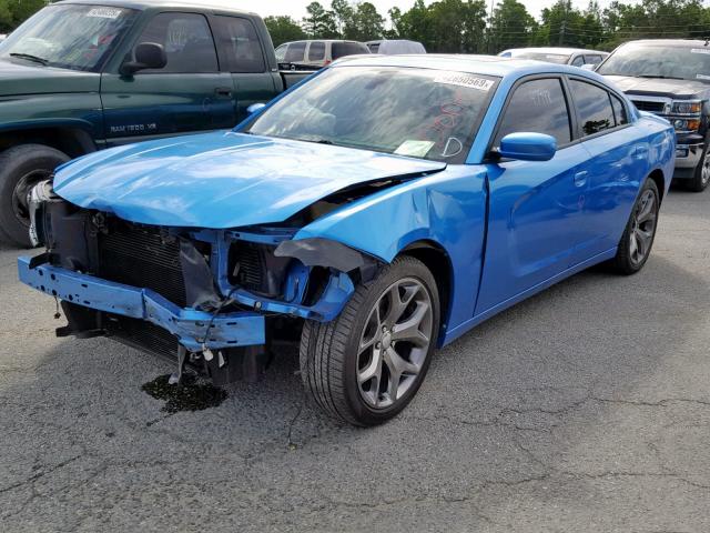 2C3CDXHG6FH916721 - 2015 DODGE CHARGER SX BLUE photo 2