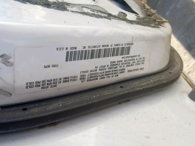 4S4BP86C454321944 - 2005 SUBARU LEGACY OUT WHITE photo 10