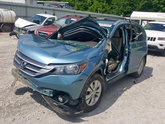 2HKRM4H79EH611367 - 2014 HONDA CR-V EXL BLUE photo 2