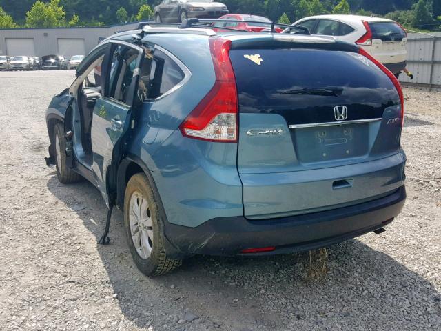 2HKRM4H79EH611367 - 2014 HONDA CR-V EXL BLUE photo 3