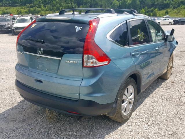 2HKRM4H79EH611367 - 2014 HONDA CR-V EXL BLUE photo 4