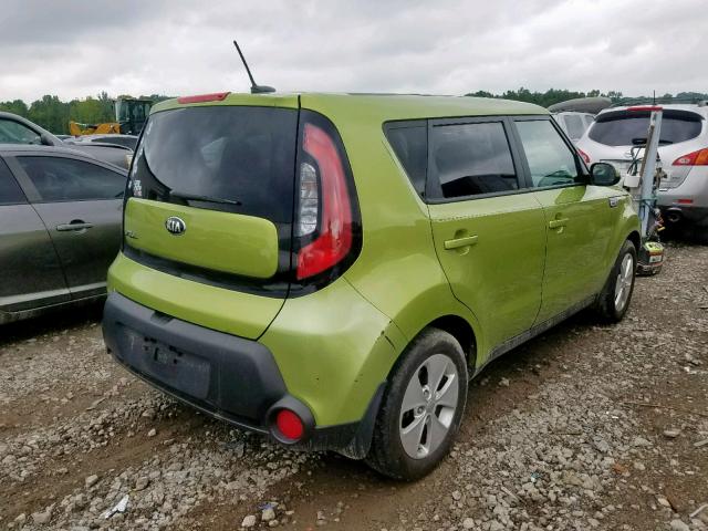 KNDJN2A24F7753306 - 2015 KIA SOUL GREEN photo 4