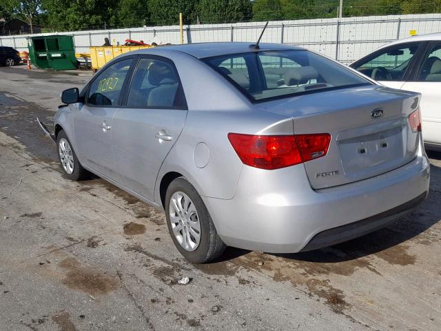 KNAFU4A23C5482568 - 2012 KIA FORTE EX SILVER photo 3