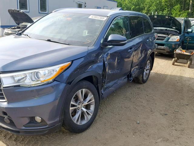 5TDJKRFH1ES070143 - 2014 TOYOTA HIGHLANDER BLUE photo 9