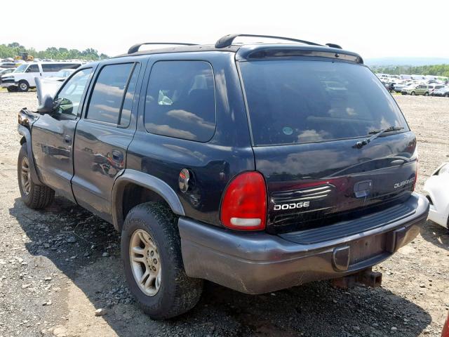 1B4HS38N12F209615 - 2002 DODGE DURANGO SP BLACK photo 3