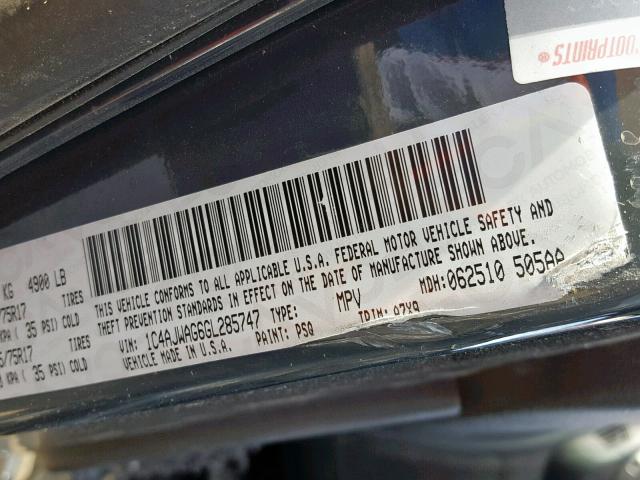 1C4AJWAG6GL285747 - 2016 JEEP WRANGLER S Boz foto 10