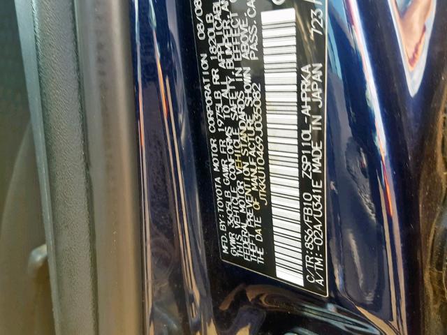 JTKKU10469J035082 - 2009 SCION XD BLUE photo 10