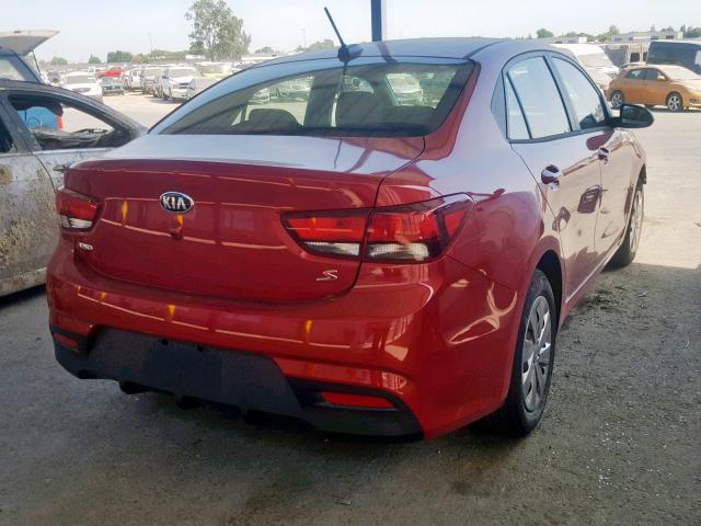 3KPA24AB9KE207731 - 2019 KIA RIO S RED photo 4