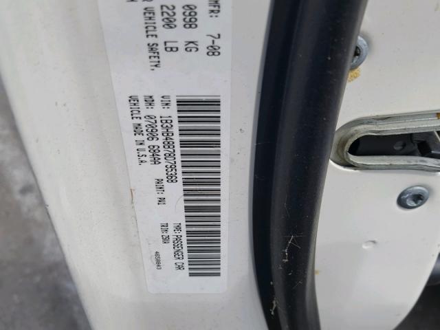 1B3HB48B78D795368 - 2008 DODGE CALIBER SX WHITE photo 10