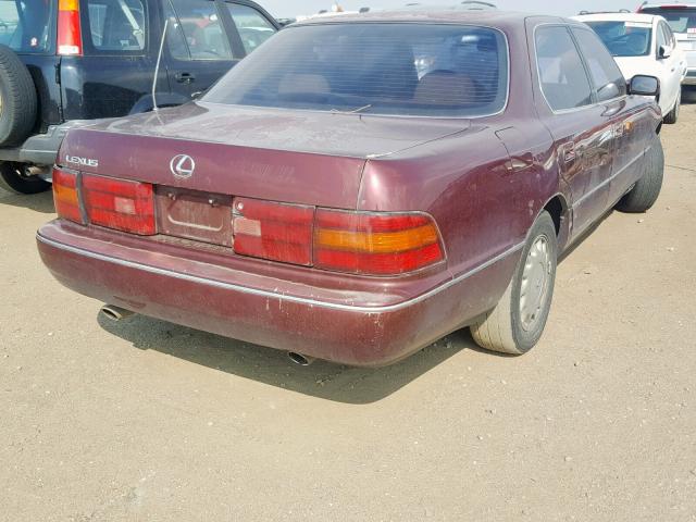 JT8UF11E9M0070679 - 1991 LEXUS LS 400 MAROON photo 4