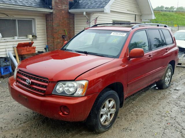 JTEHF21A220090867 - 2002 TOYOTA HIGHLANDER RED photo 2