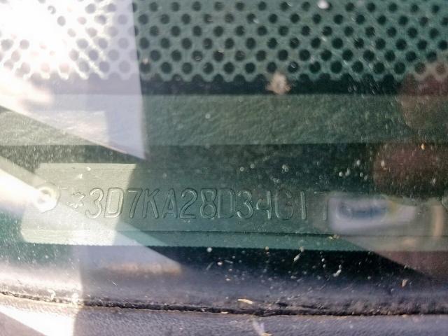 3D7KA28D34G176492 - 2004 DODGE RAM 2500 S ნაცრისფერი ფოტო 10