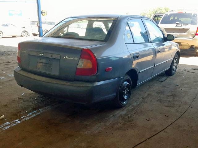 KMHCG45CX2U275160 - 2002 HYUNDAI ACCENT GL GRAY photo 4