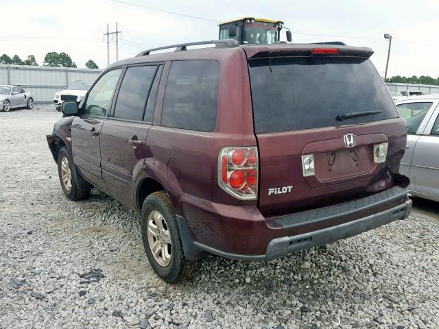 5FNYF28208B027666 - 2008 HONDA PILOT VP BURGUNDY photo 3