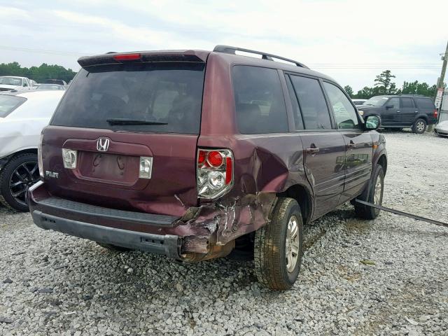 5FNYF28208B027666 - 2008 HONDA PILOT VP BURGUNDY photo 4