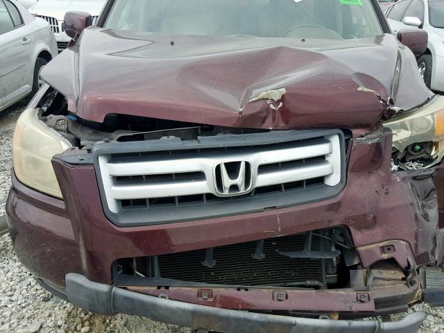 5FNYF28208B027666 - 2008 HONDA PILOT VP BURGUNDY photo 7