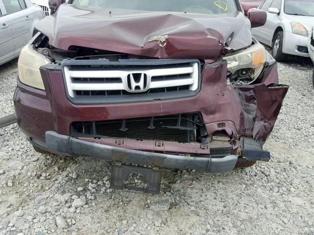 5FNYF28208B027666 - 2008 HONDA PILOT VP BURGUNDY photo 9