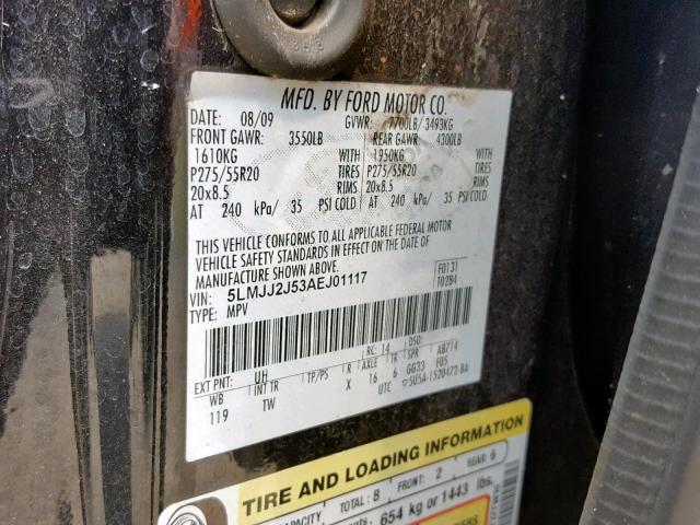 5LMJJ2J53AEJ01117 - 2010 LINCOLN NAVIGATOR შავი ფოტო 10