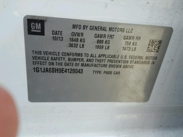 1G1JA6SH9E4128043 - 2014 CHEVROLET SONIC LS WHITE photo 10