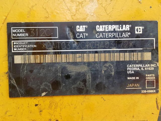 CAT0312CPCBA03172 - 2003 CATERPILLAR 312 YELLOW photo 10