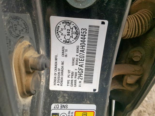 2HGFA1E07AH044453 - 2010 HONDA CIVIC EXL 灰色 照片 10