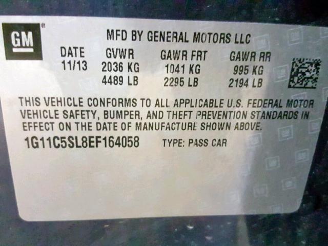 1G11C5SL8EF164058 - 2014 CHEVROLET MALIBU 1LT 蓝色 照片 10