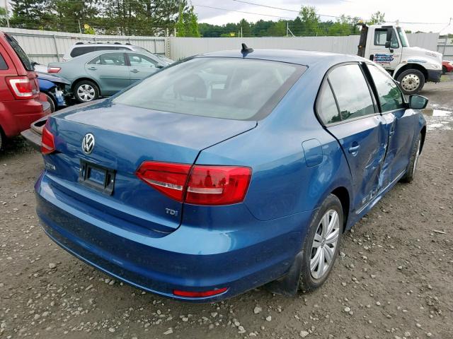 3VW3A7AJ4FM324548 - 2015 VOLKSWAGEN JETTA TDI BLUE photo 4