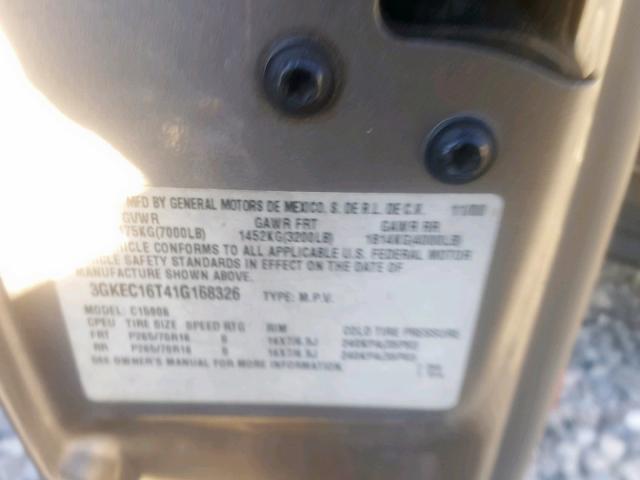 3GKEC16T41G168326 - 2001 GMC YUKON XL C SILVER photo 10