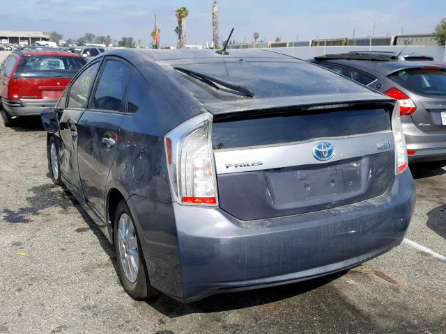 JTDKN3DP2E3053856 - 2014 TOYOTA PRIUS PLUG CHARCOAL photo 3